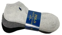 未使用 ポロ ラルフローレン ソックス メンズ 27-29ｃｍ 靴下 3足セット 足底パイル アーチサポート ワンポイント刺繍 ショート丈 グレー ブラック 黒 スニーカーソックス ナイガイ 紳士用 POLO RALPH LAUREN ポニー カジュアル