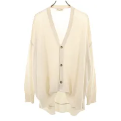 ma`ry`ya マリア イタリア製 リネンブレンド 長袖 Vネック ニットカーディガン M アイボリー レディース 古着