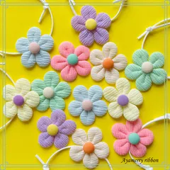 ✿ パステルフラワーチョーカー　カラーおまかせ ✿ ＊10本＊  トリミングチョーカー　犬用チョーカー　猫用チョーカー　ペットアクセサリー　トリミングリボン