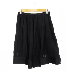 エポカ EPOCA スカート シルク サーキュラー フレア ひざ丈 絹 シアー シースルー 清涼感 ストライプ 38 黒 ブラック /CK29