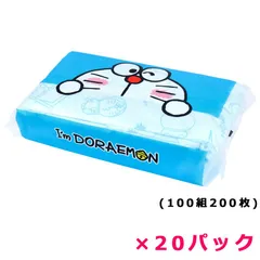 ソフトパックティッシュ ハヤシ商事 キャラクターティッシュ アイムドラえもん 柄入り キュートブルー 天然パルプ100% 100組 200枚入り X20パック