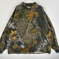 古着  BROWNING 長袖Tシャツ リアルツリー モックネック 大きいサイズ 2XL  グリーン系 カモフラージュ（迷彩） メンズ
