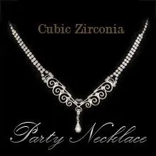 パーティー、演奏会などにどうぞ　ＣＺキュービックジルコニアネックレス　アラベスク調一粒ドロップぶら下がり　パーティー　ネックレス　ドレス　ネックレス　ブライダル　ネックレス