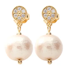 【ゴールド×ピアス】[Cream dot. クリームドット公式] ピアス レディース 金属アレルギー ニッケルフリー 揺れる パヴェ ビジュー コットンパール 上品 シンプル