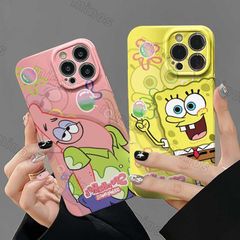 Apple15ProMax ケース iPhone14 高級感 13Pro フィルムケース 12 スポンジボブ 可愛い カートゥーン