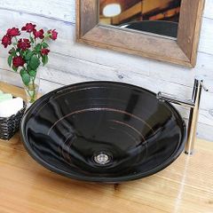 信楽焼 手洗い鉢 洗面ボウル 陶器 直径51cm 大型サイズ 黒刷毛目ソリ型手洗い鉢 tr-4036