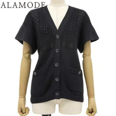 CHANEL(シャネル) ココボタン 半袖カーディガン トップス P58 アパレル 衣類 かぎ編み 34 コットン ブラック黒 レディース 40802121947【中古】【アラモード】