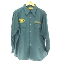 □□70s BIG YANK シャツ ワークシャツ 襟芯有 古着 グリーン