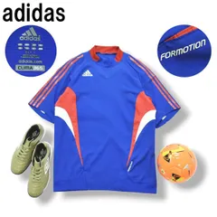 【美品】 アディダス adidas 半袖 S／S トレーニング シャツ トリコロール CLIMA365 FORMOTION L ブルー x レッド スポーツ ウェア メンズ