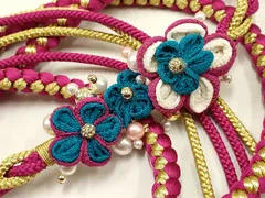 平和屋着物●和装小物　振袖用帯締め　装飾　つまみ細工　パール　ラインストーン　金糸　逸品　AAAS2849ay