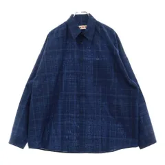 MARNI (マルニ) 23SS LONG SLEEVE WOOL SHIRT レタリング刺繍 ウール チェック シャツ CUMU0061S0 UTW989 ブルーのサムネイル