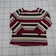 ◇ Θ エニィスィス ボーダー柄 スクエアネック 長袖 Tシャツ カットソー サイズ2 ライトベージュ系マルチ レディース E  【1509300010447】