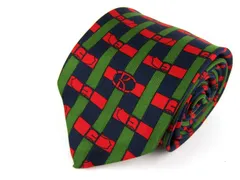 ロベルタ・ディ・カメリーノ ブランドネクタイ 総柄 格子柄 ベルト柄 シルク イタリア生地 メンズ ネイビー Roberta di Camerino 【中古】