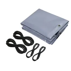 【特価商品】軽トラック 荷台シート 防水仕樣 580ｇ/㎡厚手 PVC帆布 ゴムロープ付属 トラックシート 日焼け防止 耐凍性 耐候性 四角加固 (3.6 × 2.4m シルバー)