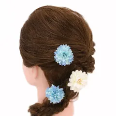 髪飾り 成人式 振袖 前撮り 袴 花 浴衣 夏祭り 花火大会 豪華3点セット 白 水色 青 小さい おしゃれ かわいい 小さい かんざし No.9-4513