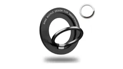 Q-LIFE-Q スマホリング 対応 マグネット式スマホリング 携帯電話 角度調整 スタンド機能 磁気増強 ホルダーリング強力磁石付き 角度調整可能 丸型 落下防止 片手操作可能 メタルリング付き 取り外し可能 iPhone 15 15 Plus [ブラック]