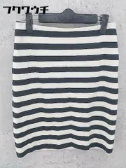 ◇ green label relaxing UNITED ARROWS ボーダー ミニ タイト スカート サイズ36 ブラック オフホワイト レディース 【中古】 【1002800436477】