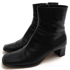 ヒロフ／HIROFU ショートブーツ シューズ 靴 レディース 女性 女性用 レザー 革 本革 ブラック 黒  01347 0045 サイドジップ ハイヒール レザーソール