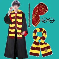 【人気商品】[LAMONKE] ハリーポッター コスプレ 寮服 ハロウィン 仮装 ローブ 眼鏡 ネクタイ マフラー 魔法の杖 衣装5点セット 大人用 コスチューム パーティー クリスマス USJ ユニバー 学園祭 イベント 男女兼用