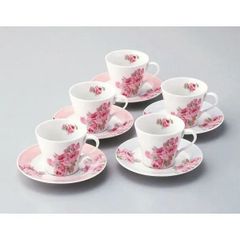 在庫処分特価  ローラ　アシュレイ　クチュールローズ　コーヒー碗皿5客セット