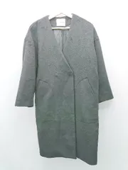 ◇ azul encanto 冬物 アウター ノーカラー ポケット カジュアル 長袖 コート サイズS ブラック レディース E  【1308290059494】