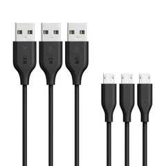 【3本セット】Anker PowerLine Micro USB ケーブル 【急速充電・高速データ転送対応】Galaxy Xperia Android各種 その他USB機器対応 (0.9m×3) テレワーク リモート 在宅勤務