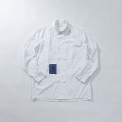 ヨウジヤマモト ワイズ Y's 1972 LOGO PATCH BROAD FRONT DOUBLE SHIRT コットンブロードシャツ ダブルブレスト 白シャツ 長袖シャツ トップス