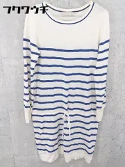 ◇ LIMITLESS LUXURY ボーダー 長袖 膝丈 ニットワンピース アイボリー ブルー レディース 【中古】 【1002801407957】のサムネイル