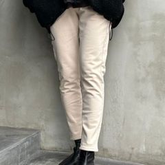 【即納】【SALE】裏起毛テーパードパンツ  flamingo firm フラミンゴファーム 510094 レディース ボトムス フルレングス ストレッチ Mサイズ オフベージュ flamingo firm テーパードパンツ 新品 正規品
