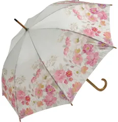 傘 木製ジャンプ傘 シルビア ヴァシレヴァ「クイーンアンズレースガーデン」 雨傘 花柄 かわいい 長傘 おしゃれ レディース レイングッズ 雨の日 おでかけ ワンタッチ 5Lサイズ