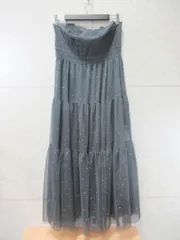 【ジャンク品】タグ付き 未使用品 【両肩紐欠品】dazzlin ダズリン オーロラストーンチュールワンピース チャコールグレー Fサイズ  022440302301-01