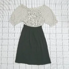 ◇ Θ snidel スナイデル 柄入り 半袖 ミニ丈 ワンピース ニット ボートネック サイズ1 ブラック ホワイト系 レディース E  【1507280001127】