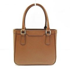 ハマノ HAMANO レザー ハンドバッグ トートバッグ マチ広 ブラウン 茶 シルバー金具 鞄 レディース D036LF