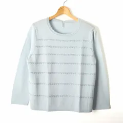 ロシャスプルミエール ニット 長袖 クルーネック ウール 大きいサイズ トップス レディース 13+サイズ ブルー系 Rochas Premiere ロシャスプルミエール ニット 長袖 クルーネック ウール 大きい