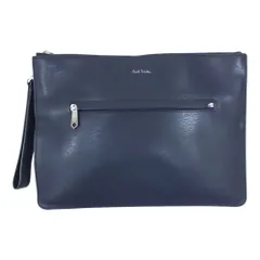 Paul Smith ポール・スミス  レザー ファスナー ロゴ シンプル セカンドバッグ  ダークネイビー系【中古】のサムネイル