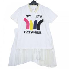【売り尽くし】 サカイ トップス レディース レース 半袖Tシャツ プリーツ 服 アパレル 2サイズ スリット Sacai ホワイト 白 麻  ポリエステル   春 夏【中古品】