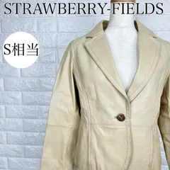 ストロベリーフィールズ STRAWBERRY-FIELDS サイズS 本革 レザージャケット ベージュ シングルボタン レディース カジュアル【A2660-20】