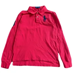ポロ　ラルフローレン　長袖　ポロシャツ　ビッグポニー　Lサイズ　14-16 160cm レッド　US古着　キッズ古着　POLO RALPH LAUREN レディース　S  M