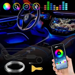 【在庫処分】RGB 車用LEDテープ 8色切替 インテリアライト 雰囲気ライト 音に反応 多種モード USB式 防水 APP制御 アンビエントライト 車内装飾用 高輝度 車内 フットランプ 足下照明 LEDライト (2 in 【第２世代】車 1、3M)