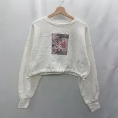 ◇ ⊂ one after another NICE CLAUP ショート丈 プリント 長袖 スウェット トレーナー サイズF ホワイト レディース E  【1502030007039】のサムネイル