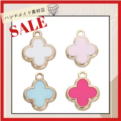 【6個色選択可】四つ葉のクローバー フラワー チャーム パーツ ゴールド系 金 資材 素材 ハンドメイド素材 デコ 人気 花 四つ葉