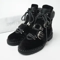 JIMMY CHOO ジミーチュウ ブーツ サイズ37 ベロア スタッズ ショート エンジニアブーツ バイカーブーツ 靴 ブランド古着【中古】20251011/RA6236