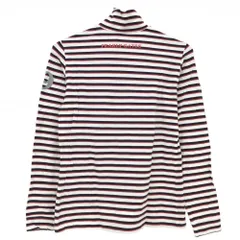 パーリーゲイツ 長袖ハイネックシャツ 白×レッド ボーダー コットン混 レディース 1(M) ゴルフウェア PEARLY GATES