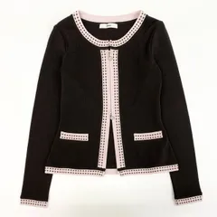 【極美品】 Rene ルネ 白襟 レース パール カーディガン ブラック 34 極美品】 Rene ルネ 白襟 レース パール カーディガン ブラック