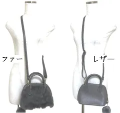 レディース　ショルダーバッグ　ハンドバッグ　2wayバッグ グレー　本革　ファー