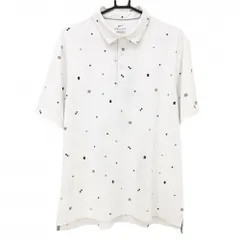 ★SALE価格★ナイキ 半袖ポロシャツ 白×黒 スクエア総柄 DRY-FIT メンズ XL ゴルフウェア NIKE