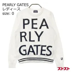 PEARLY GATES パーリーゲイツ コットン ニット セーター ロゴ柄 ホワイト系 0 [240001654034]