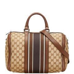 グッチ GGキャンバス ハンドバッグ ショルダーバッグ 2WAY 247205 ベージュ ブラウン キャンバス レザー レディース GUCCI【1-0220168】