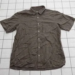 ◇ ⊂ SHIPS any ストライプシャツ ブラウン系 Lサイズ レディース メンズ E  【1508250044601】