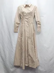 ◇ ⊇ And Couture アンドクチュール 長袖 ロング ワンピース サイズ38 ベージュ系 レディース E  【1410100025664】